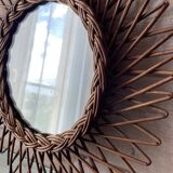 Miroir soleil osier vintage