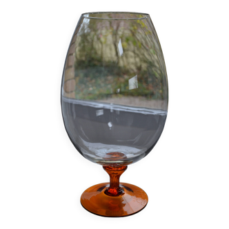 Vintage amber domed vase on foot