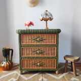 Wicker chest of drawers, 1970s-80s.