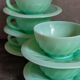 Six opaline cups