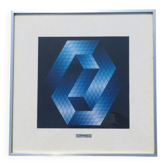 Op Art : Vasarely. Art Print cinétique. Vintage 70s