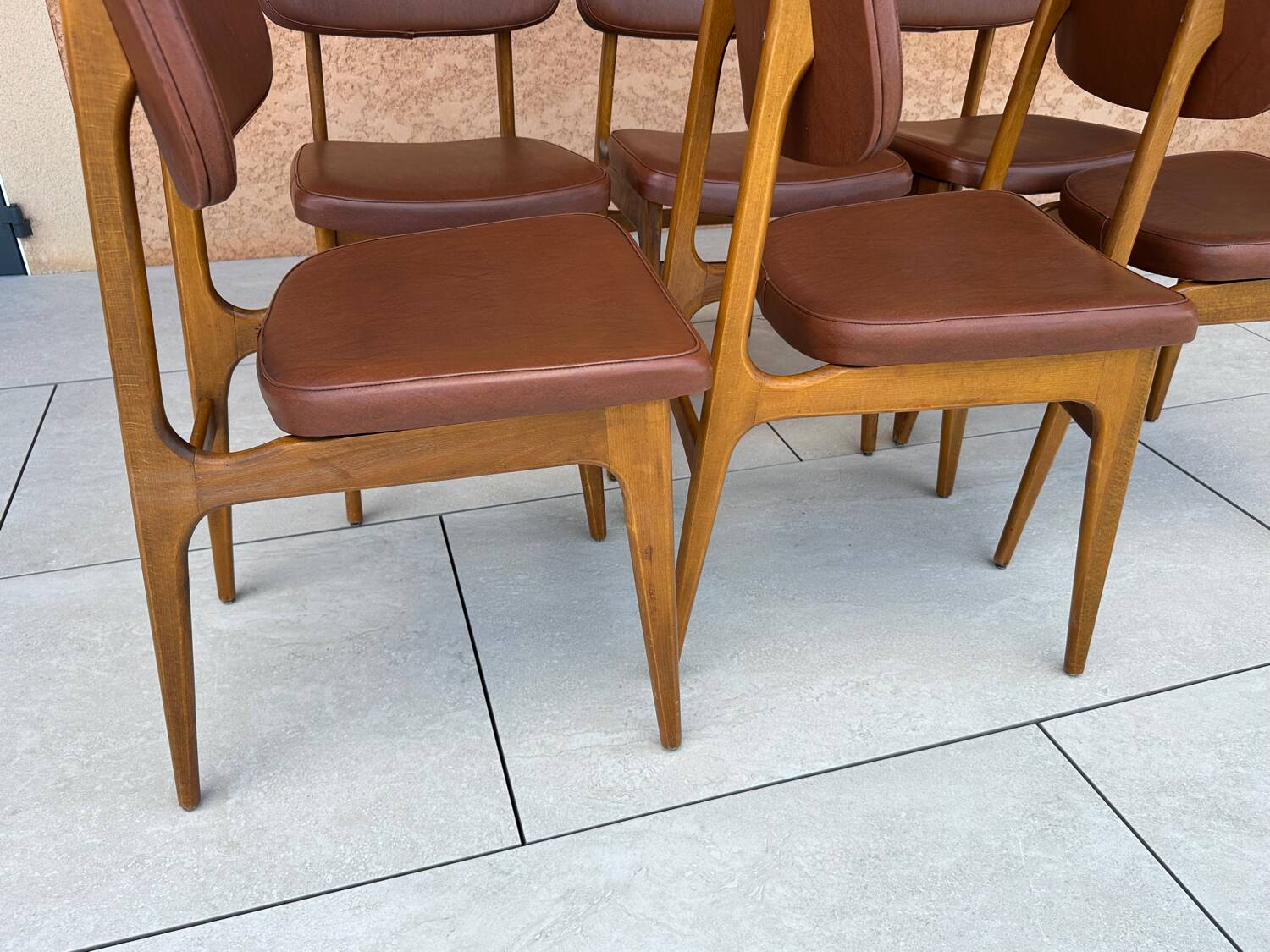 Set of 6 vintage Scandinavian dining chairs from the 1970s.