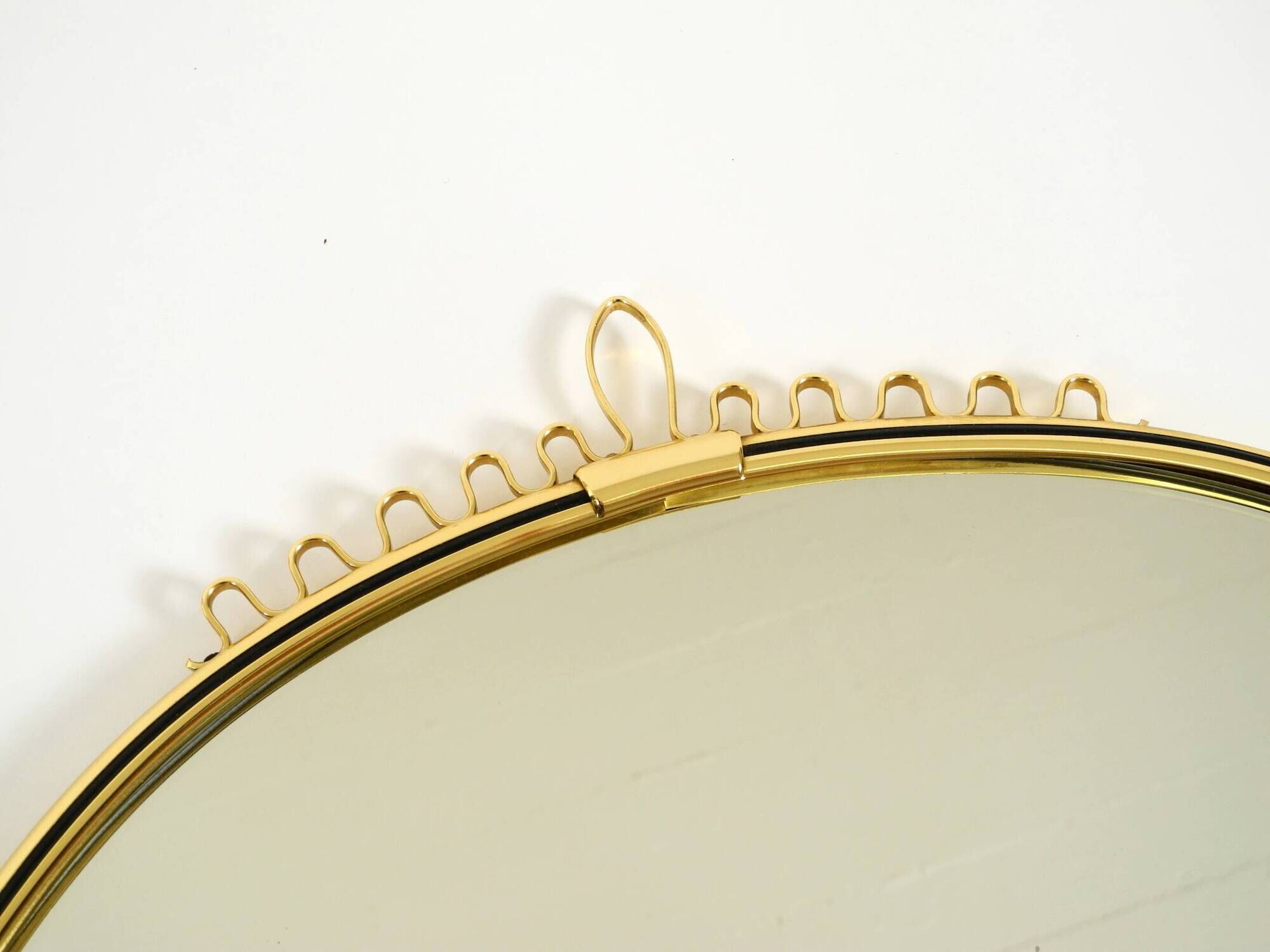 Beautiful, heavy Mid-Century Modern brass wall mirror by Lenz, 1964