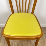 60s blond wood and yellow vinyl bistro chair