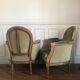 Velvet bergère chairs