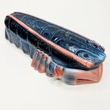 Lobster barbotine signed Michel Caugant midnight blue / coral