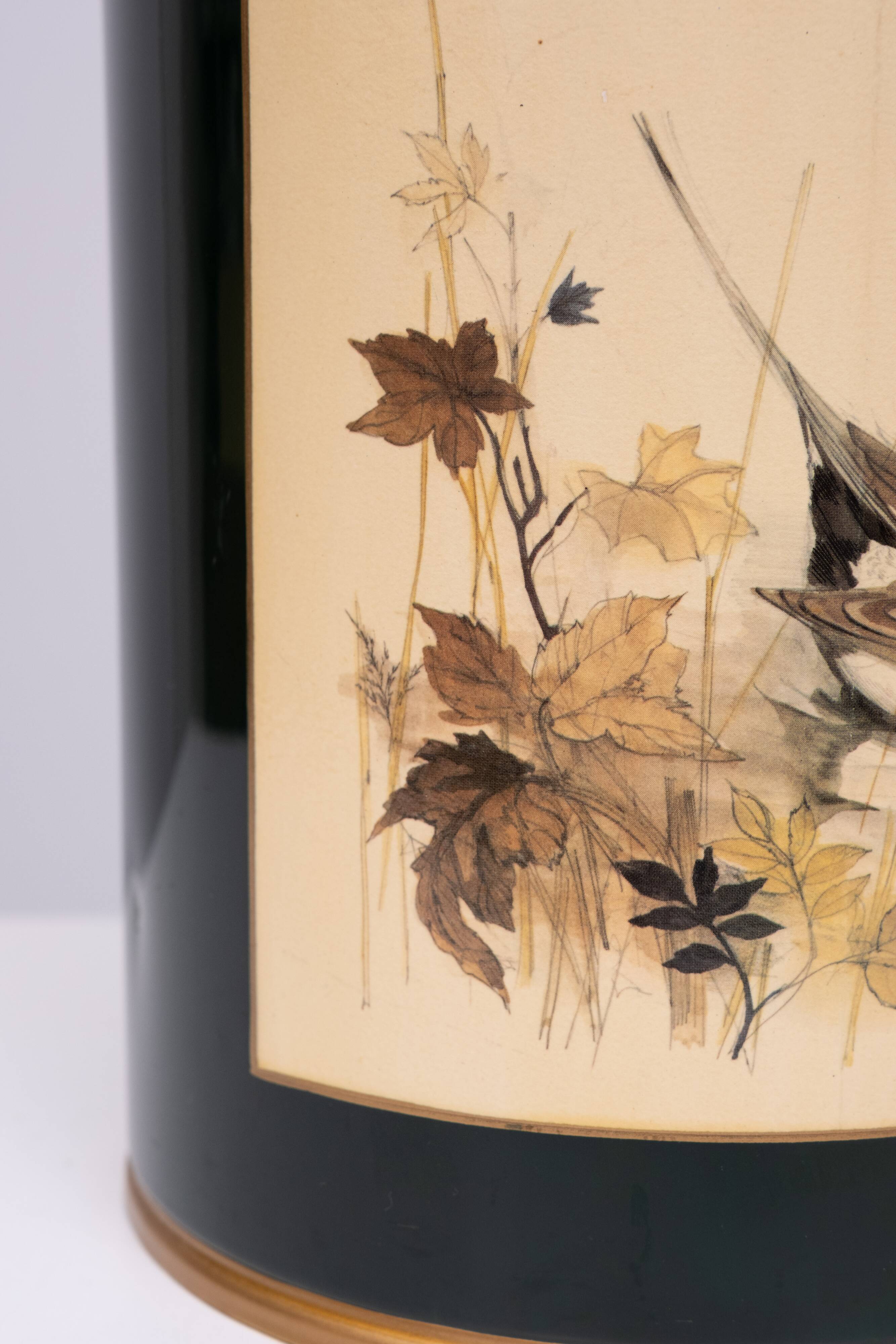 English Metal Waste Basked Bird lithograph 1960s