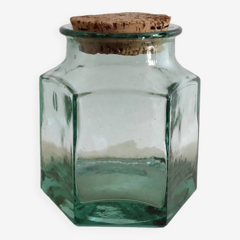 Hexagonal thick glass jar