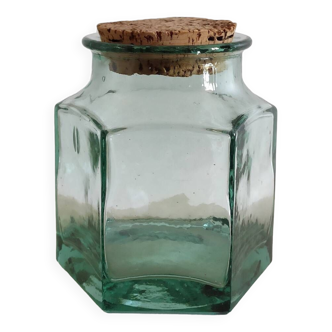 Hexagonal thick glass jar