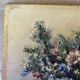Old painting of a bouquet of flowers, oil on wood.