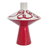 Vintage 1950 red italian ceramic vase 50s retro spaghetti rockabilly