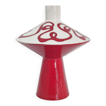 Vase vintage 1950 ceramique rouge italienne 50s retro spaghetti rockabilly