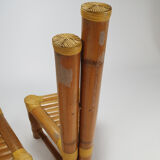 Set of 2 vintage bamboo side chairs, 1970