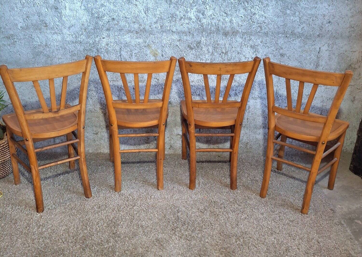 8 Bistro Chairs including 2 Authentic 1950s Solid Beech Luterma Chairs
