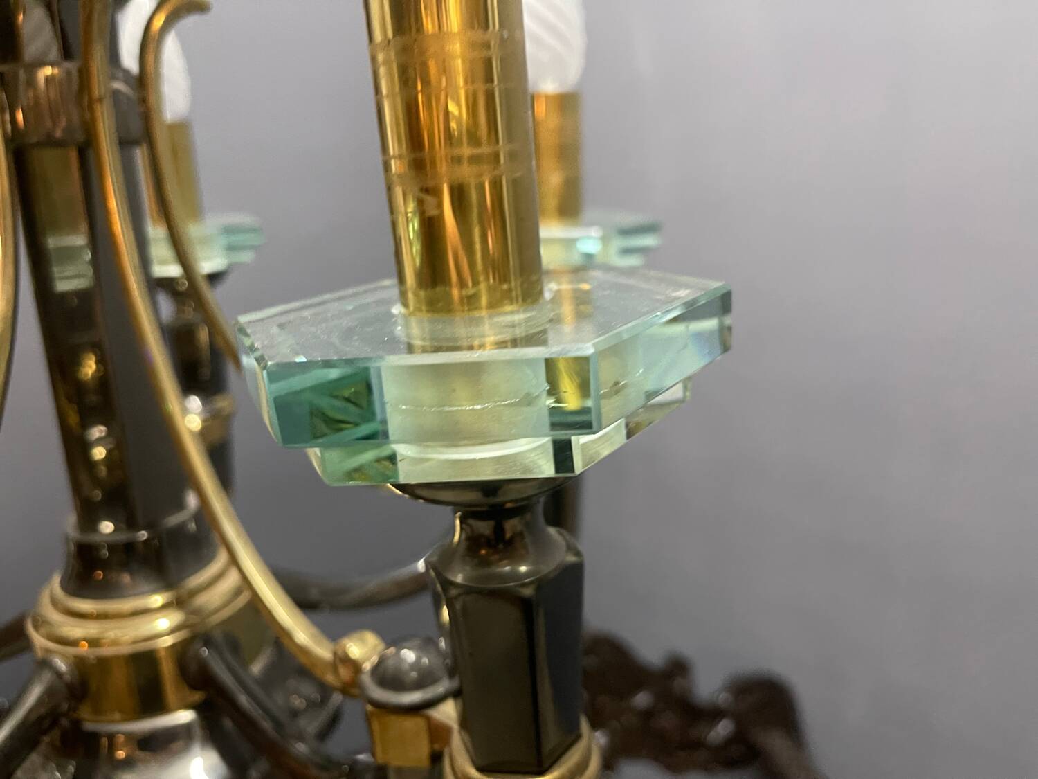 Lustre Lampart en laiton et cristal, années 1970