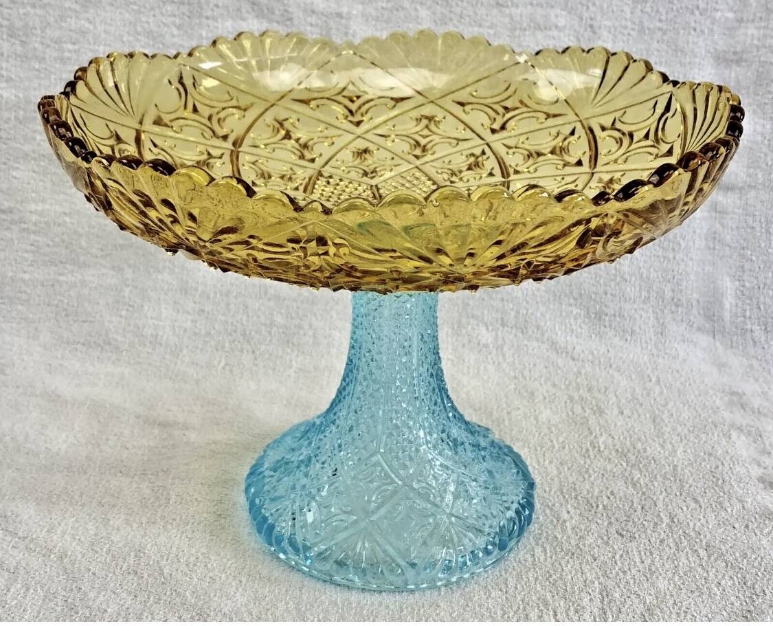 Georges Sand hollow two-tone glass compote bowl signed Portieux