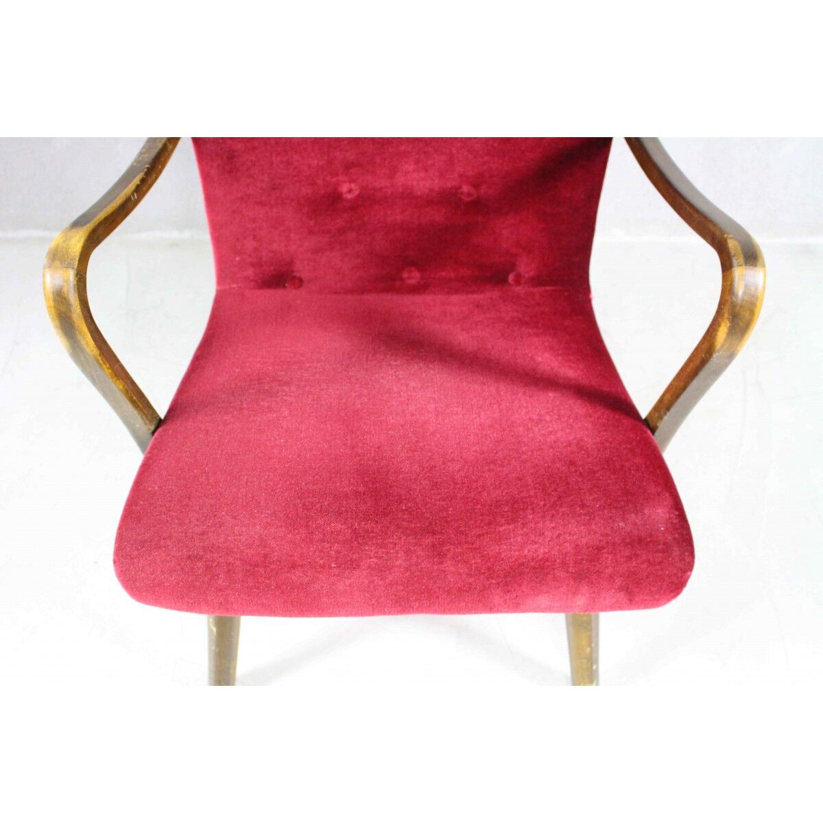 Velvet armchair with footstool, Denmark 1950s