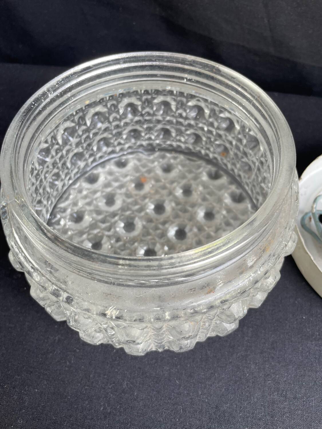 Old vintage round molded glass wall light