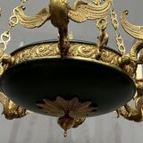 Empire style chandelier with bronze swans. Gilded bronze.