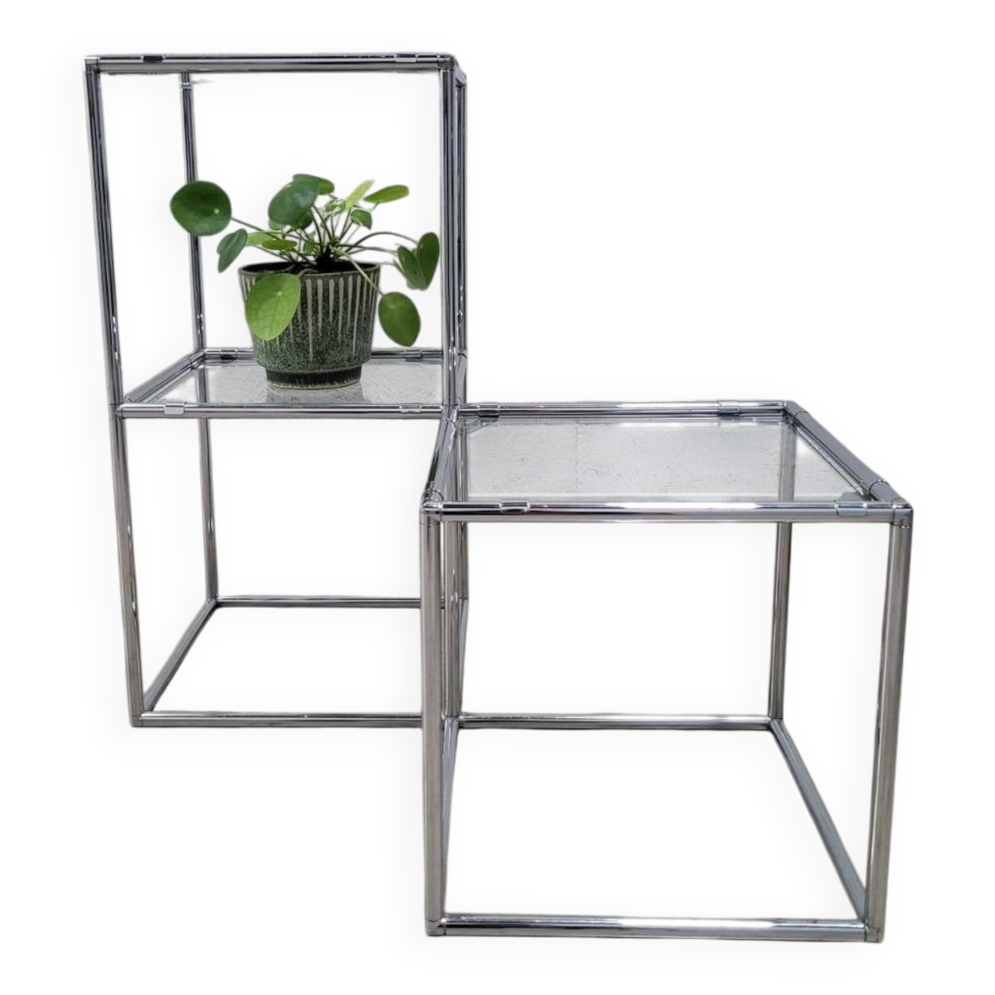 Poul Cadovius Série Abstracta Table d'appoint modulaire en cubes chromés, années 1960