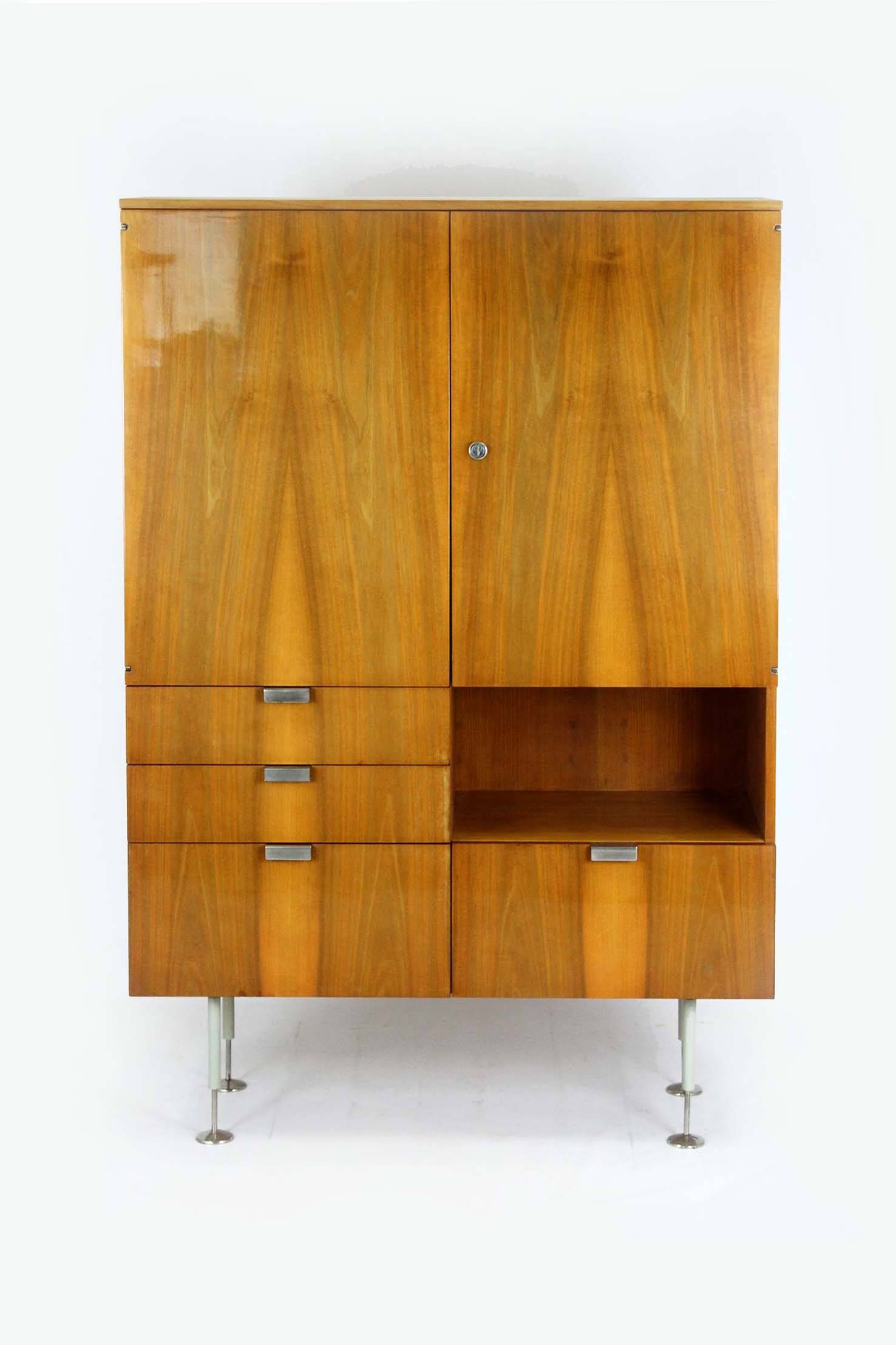 Mid-century ash and walnut wardrobes by Jitona, 1960s, set of 2.