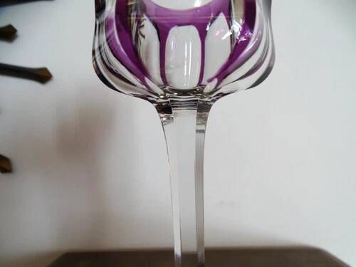 BACCARAT "Malmaison" Glass wine rhinestone double violet antique - 19 cm