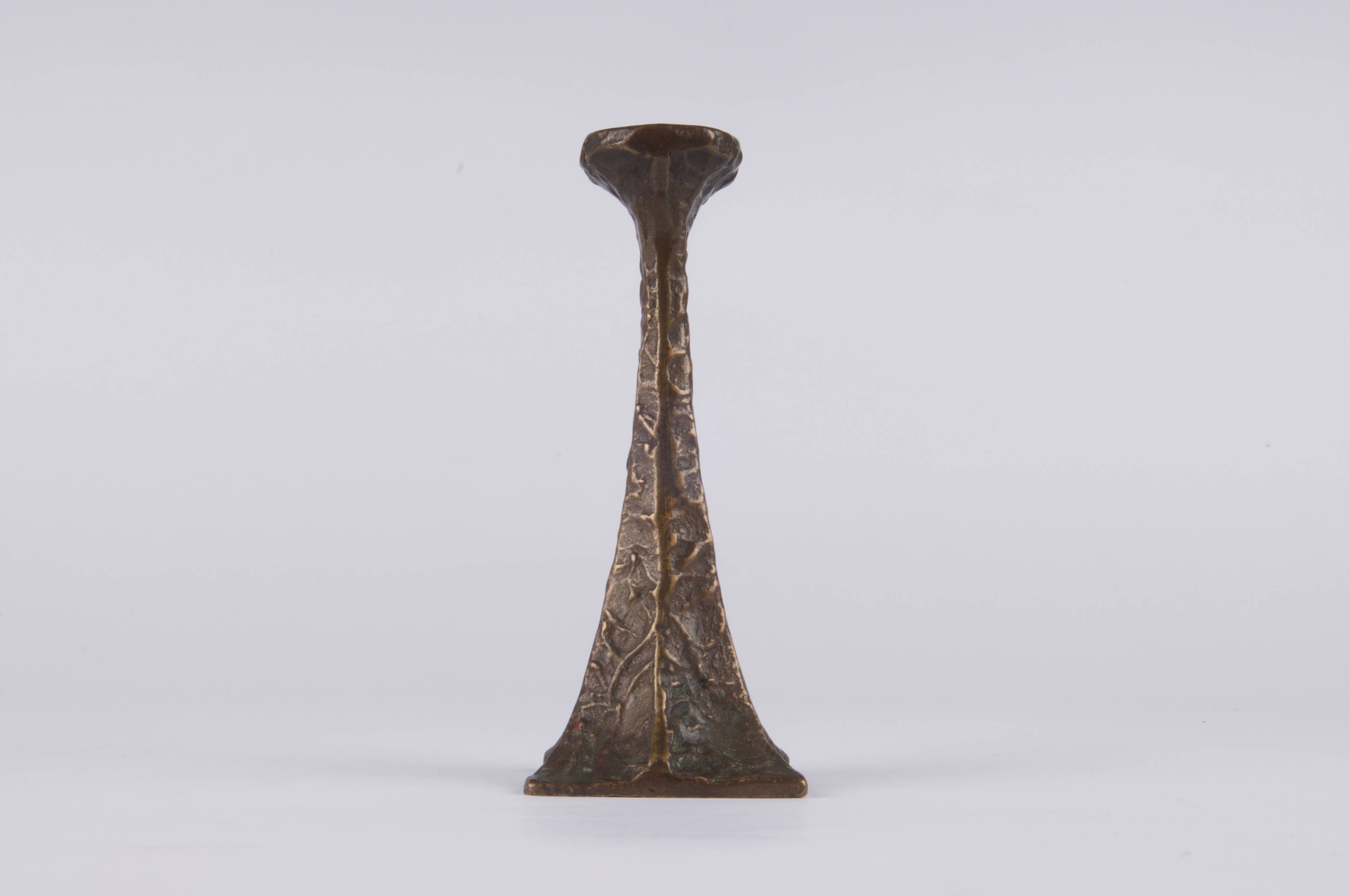 Brutalist bronze candle holder