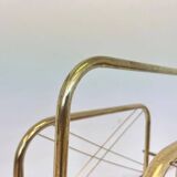 Présentoir à journaux/revues en métal doré des années 1980