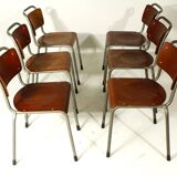 Ensemble de 6 chaises vintage Gispen 106 TU Delft par WH Gispen, 1950