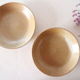 Set of 6 hollow sandstone plates, sandstone village, vintage French