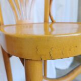 Ensemble de 4 chaises hautes de bar vintage en bois courbé avec accoudoirs / Couleur bois naturel