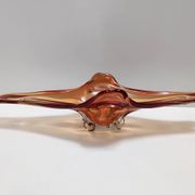 Vintage rusty orange sommerso murano glass bowl / centerpiece, italy