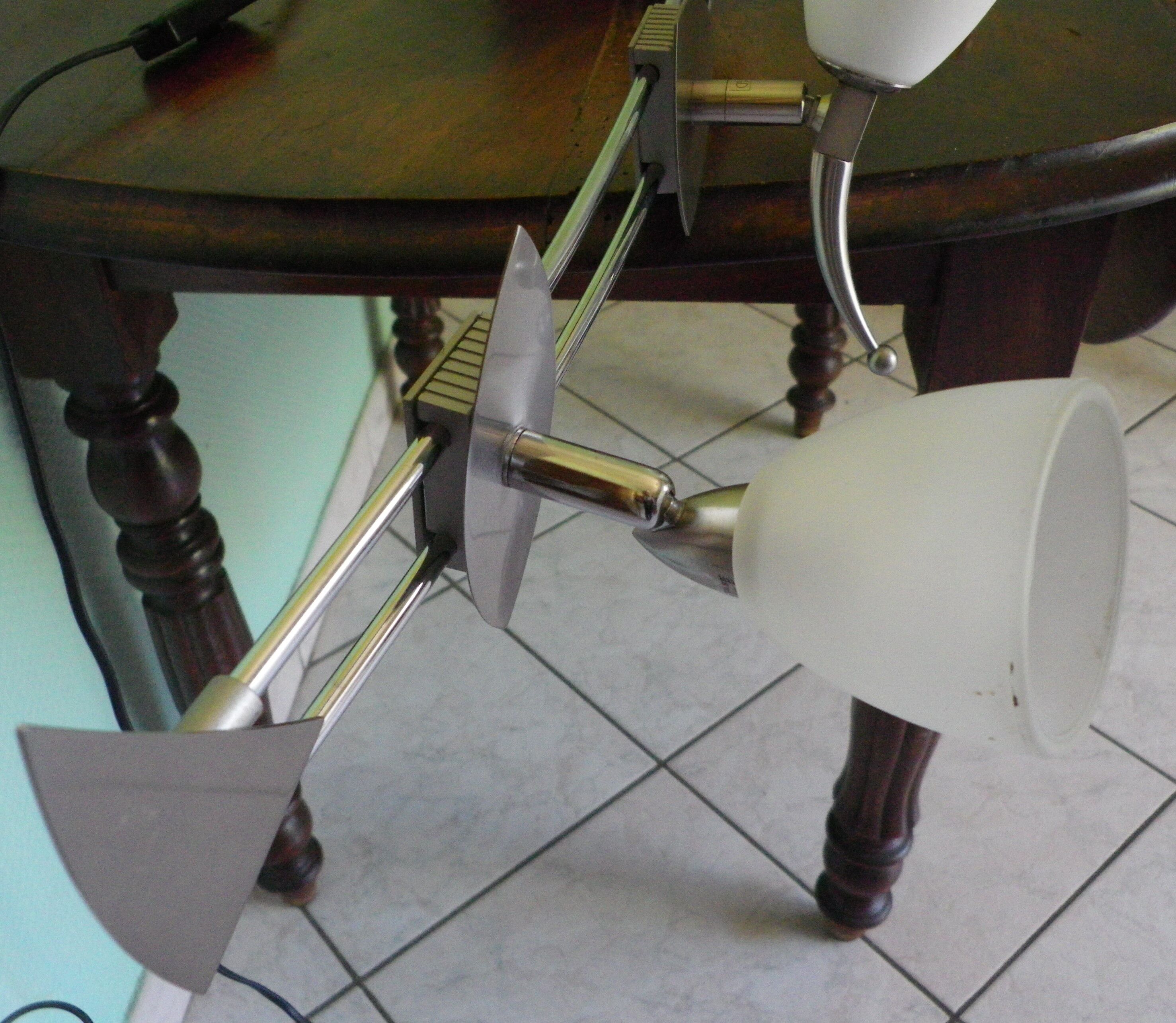 "Paulmann" 1m40 design hanging 6 lights anodized aluminium - 70s