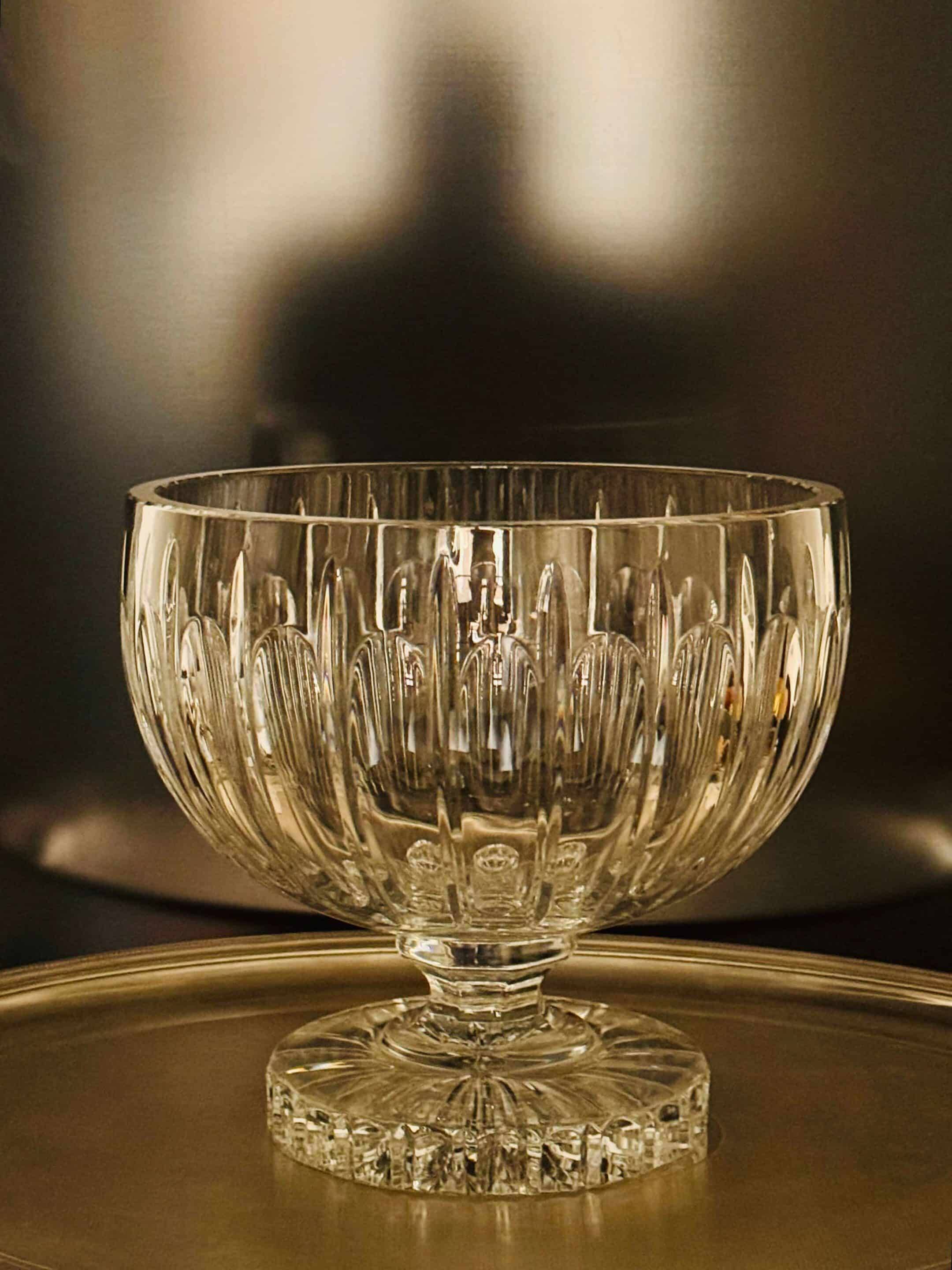 Large cut crystal bowl on a stand