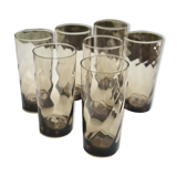 Set of 6 twisted smoked glass glasses