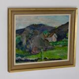 Original Early Century Swedish Oil On Canvas Painting" Abstract Landscape " by Gertrud de Val