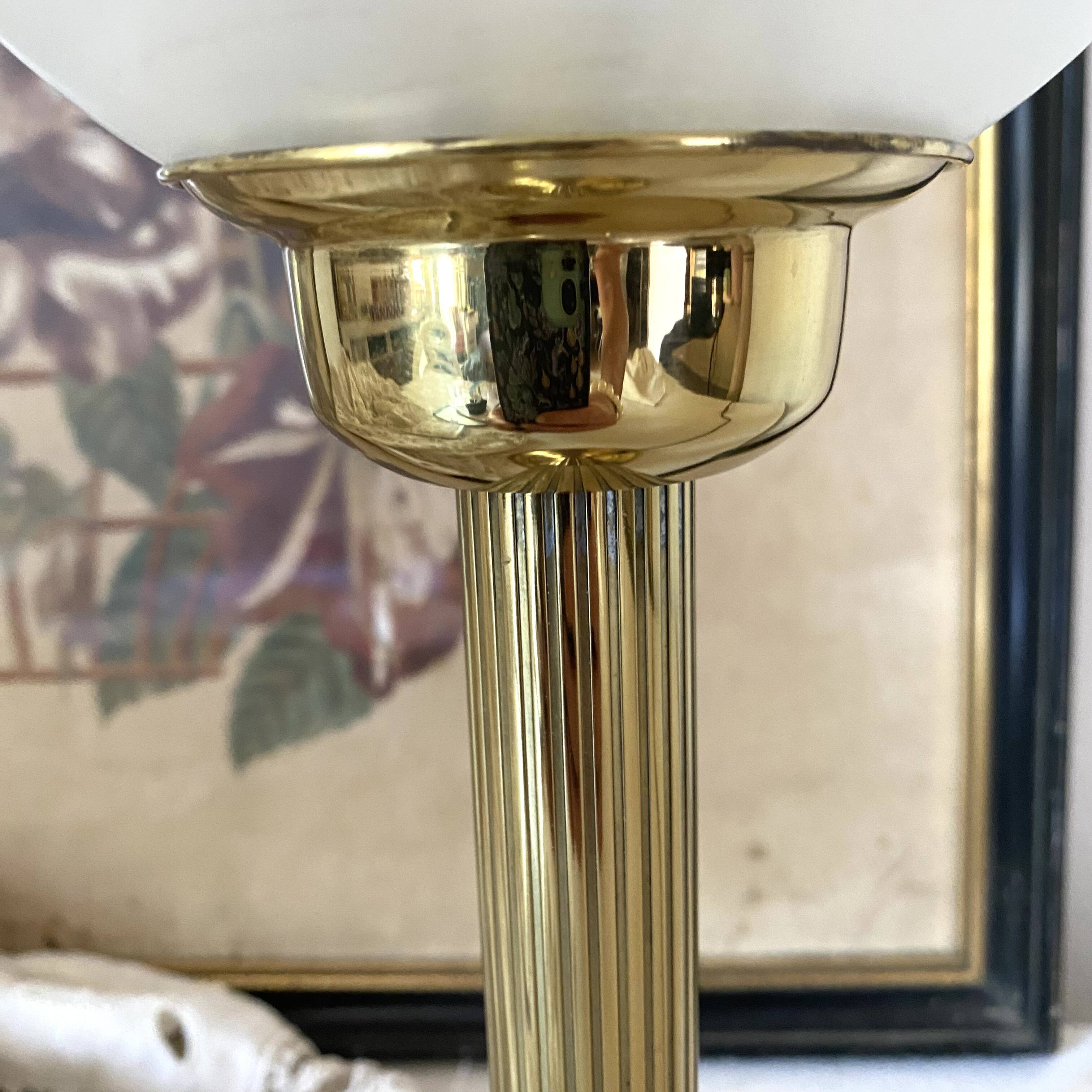 Lampe rétro pied colonne globe en verre