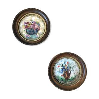 Miniature flower paintings