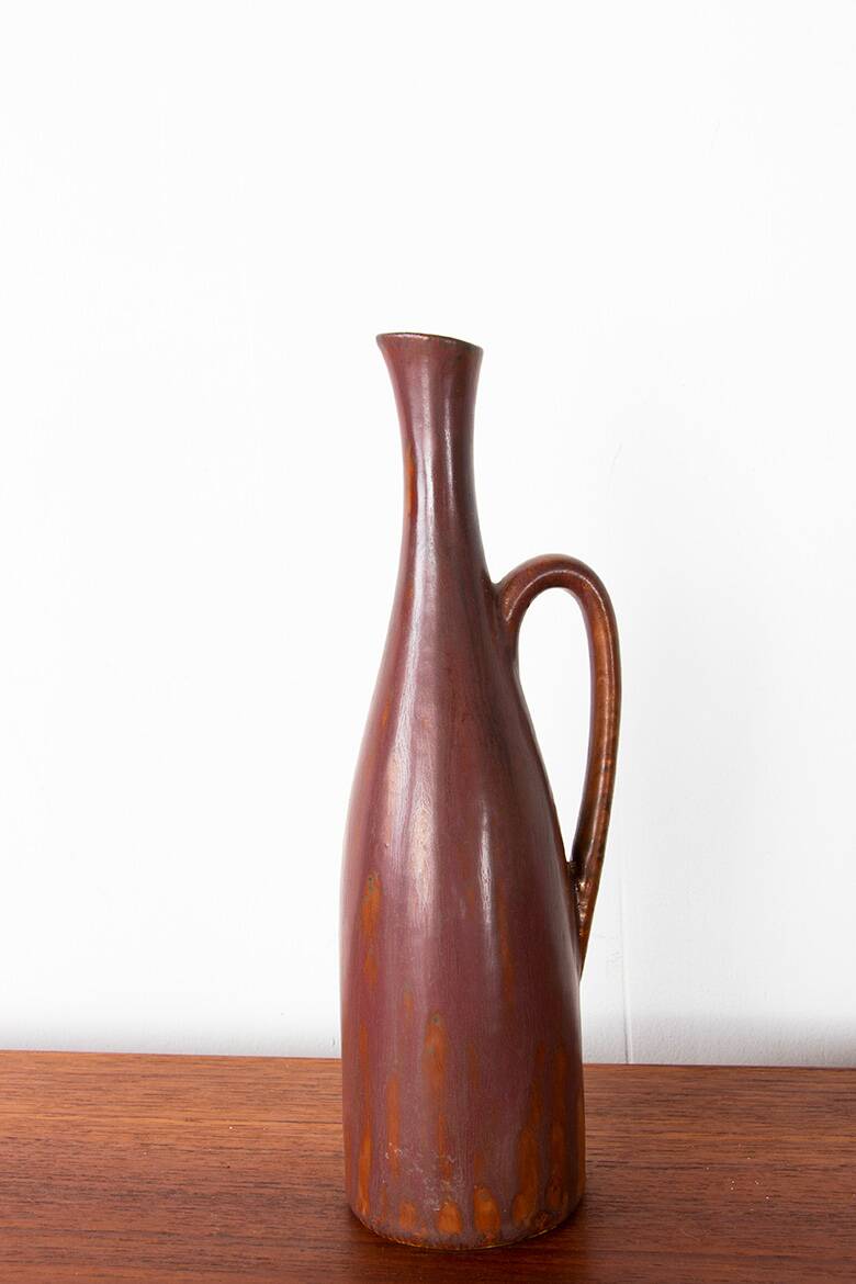 Brown glazed ceramic vase by Gunnar Nylund for Rörstrand.