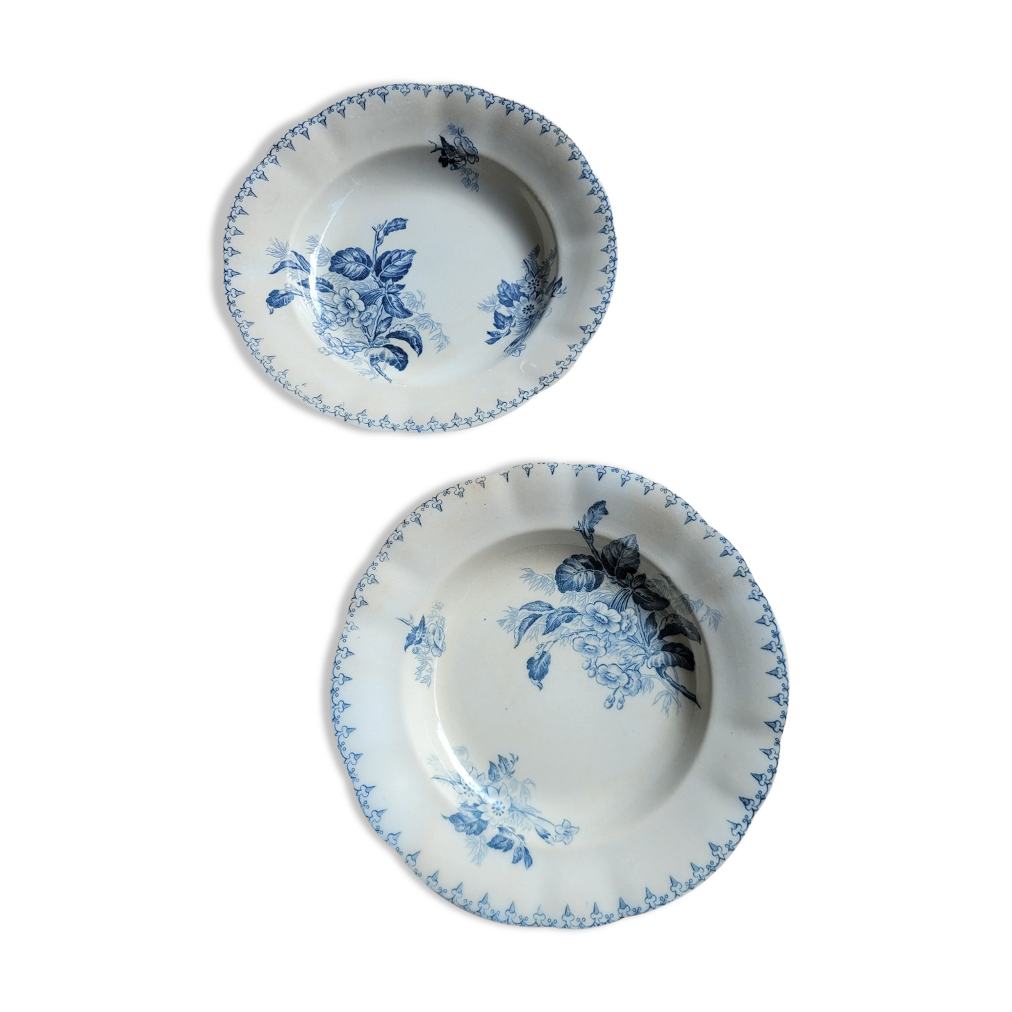 Set of 2 hollow plates Flore U&C Sarreguemines