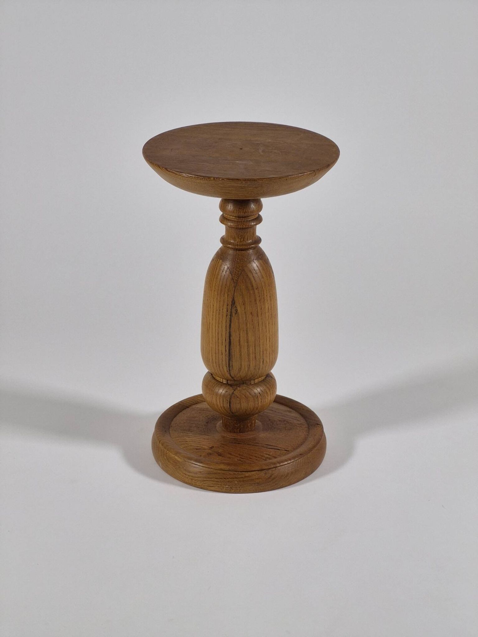 Handmade turned oak flower stand from the 1950s.