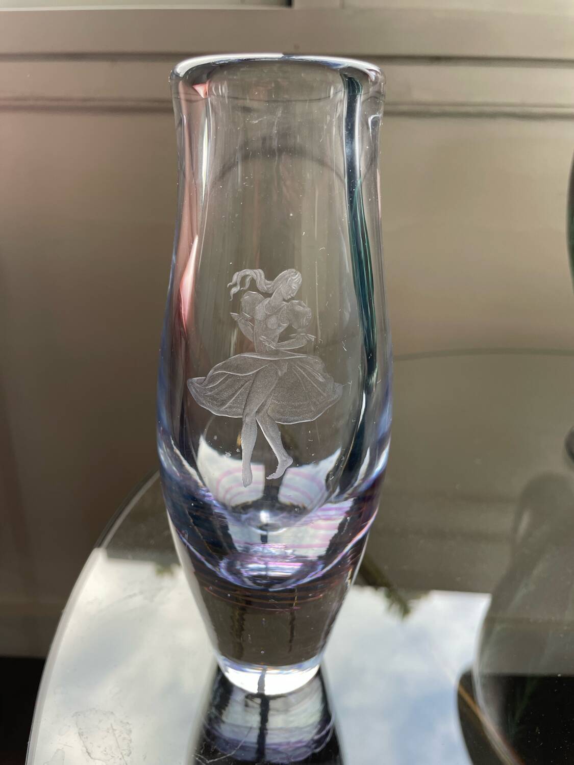 Kosta Boda Vintage Blown Glass Vase - Dancer & Purple Spiral