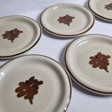Set of 6 vintage plates in enameled stoneware with abstract decor "Thomas Germany", 26 cm