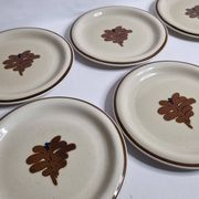 Ensemble de 6 assiettes vintage en grès émaillé décor abstrait "Thomas Germany", 26 cm
