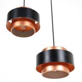 Set of 2 Fog & Mørup / Jo Hammerborg “Juno” pendant lamps / Mid-century Danish modern design / Copper / 1960s / 1970s