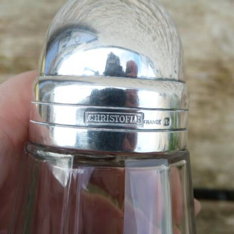 Glass and silver-plated sugar shaker Christofle