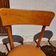 6 vintage 1960s wooden bistro chairs with camel faux leather.