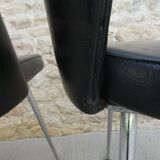 Pair of office chairs in chromed metal and skaï, 60s