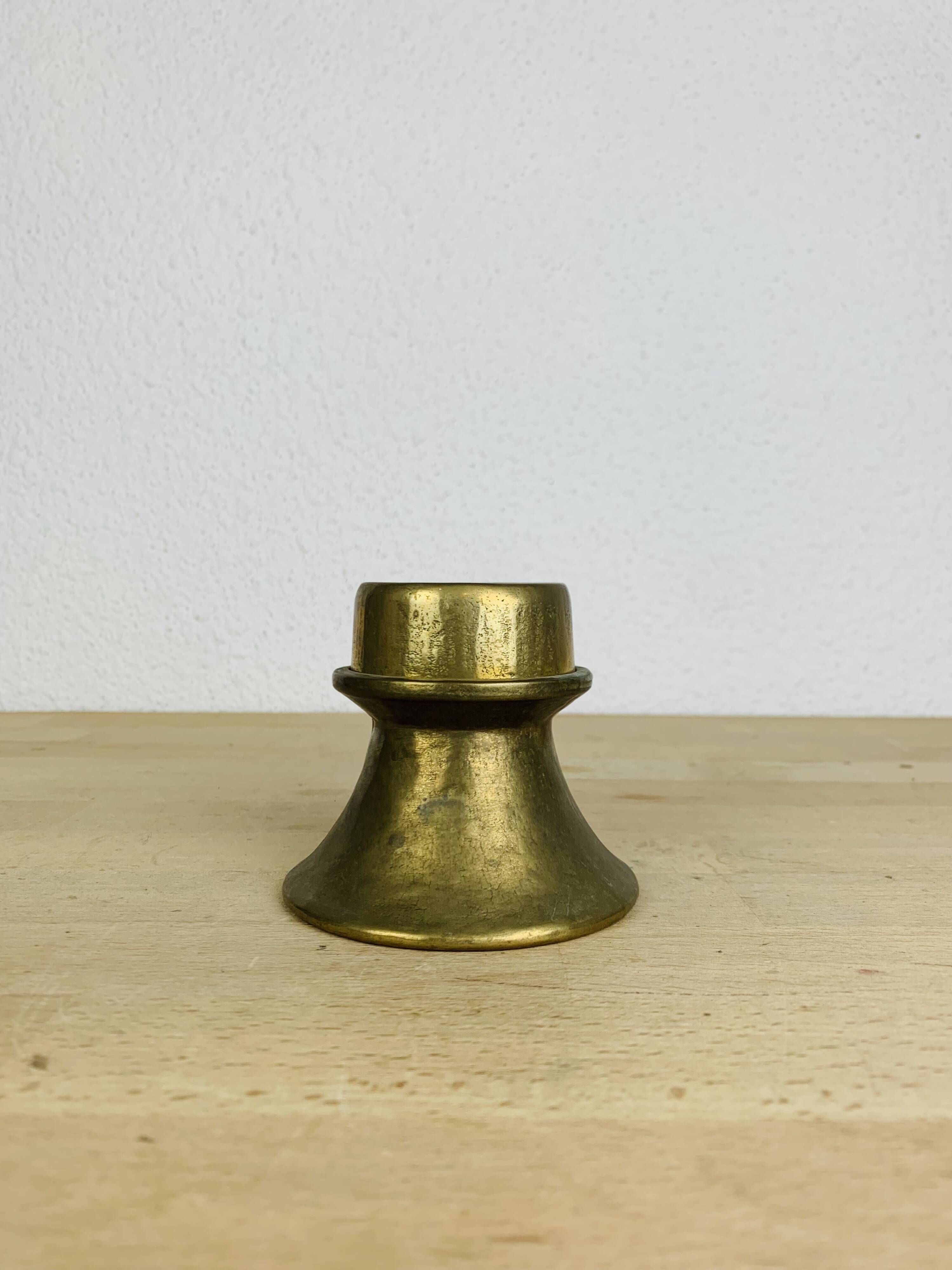 Scandinavian style gold-plated brass candle holder, vintage