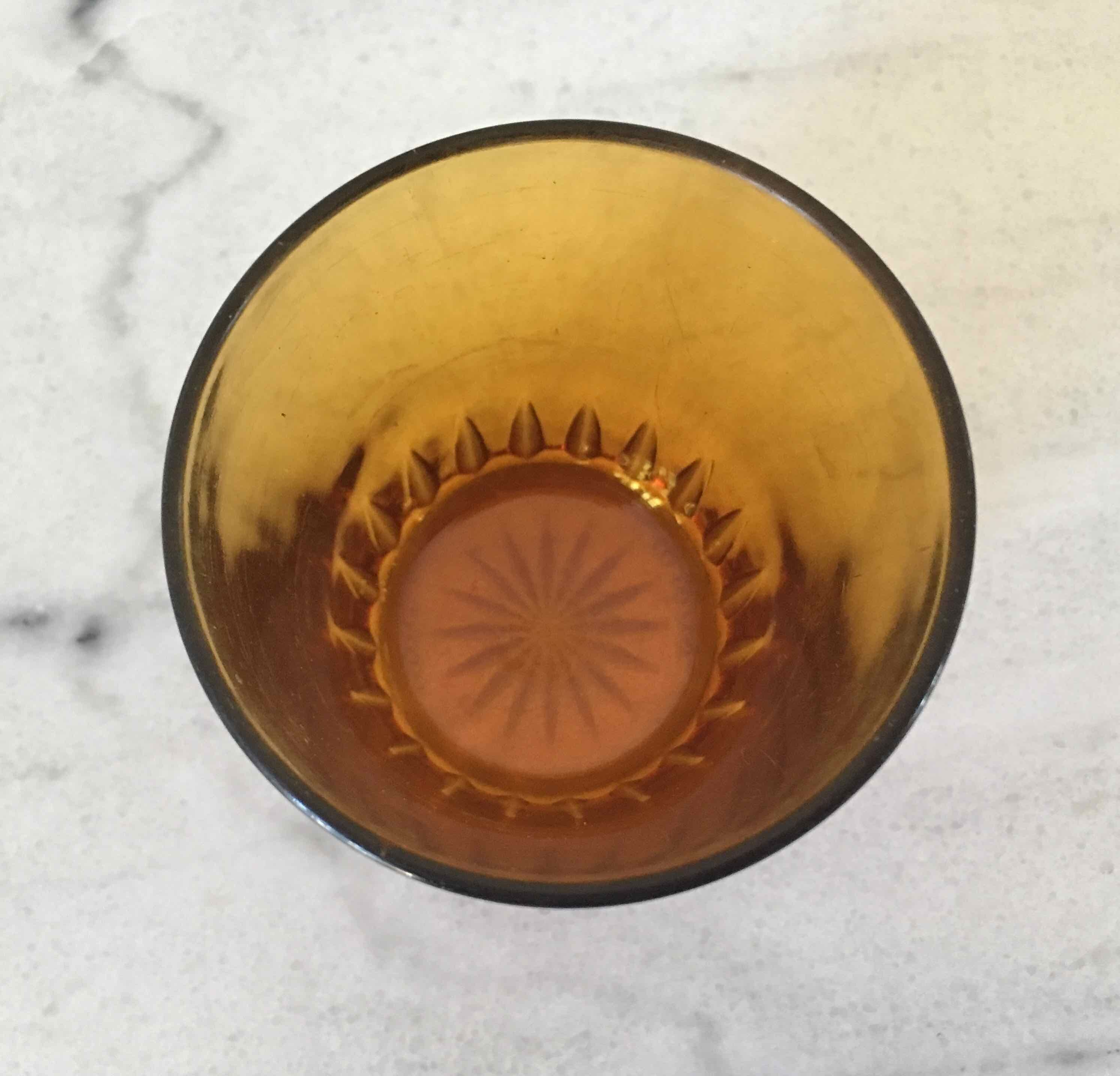 Lot de 6 verres à eau vintage ambre